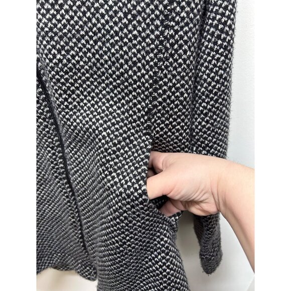 T By Talbots Womens M Black & White Houndstooth Full-Zip Jacket - Picture 8 of 9
